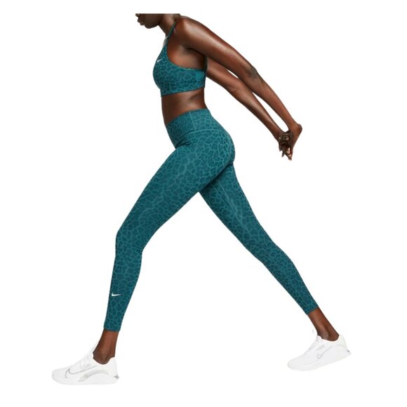 NWT Nike One Dri-FIT Green Leopard Glitter Leggings – Women’s M - Picture 3 of 8